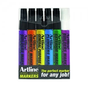 Image of Artline EKPRW6 Builders Marker Kit Pack of 6 EKPR BUILDERS W6