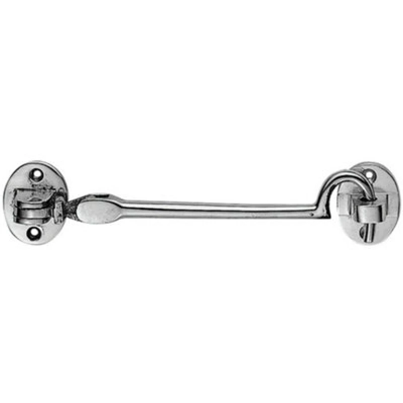 Image of Loops Heavy Duty Cabin Hook & Eye Polished Chrome 152mm Arm Cabinet Hatch Lock Multi