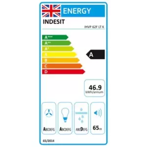 Image of Indesit IHVP62FLTK 60cm Chimney Hood in Black 4 Speed Fan