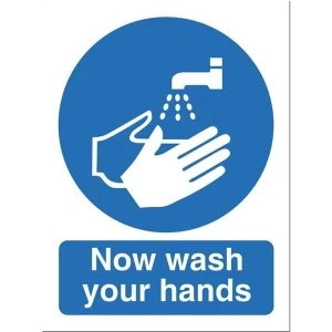 Image of Stewart Superior NS022 Self Adhesive Vinyl Sign 150x200mm Now Wash Your Hands