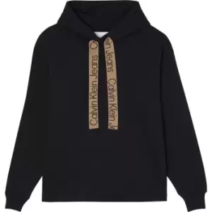 Image of Calvin Klein Jeans Contrast Drawcords Hoodie - Black