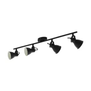 Image of Flush Ceiling Light 4 Spots Colour Black Shade Bulb GU10 4x3.3W Included