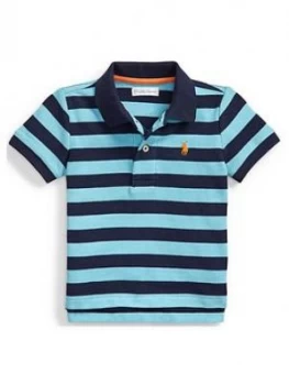 Image of Ralph Lauren Baby Boys Short Sleeve Stripe Polo Top - Blue