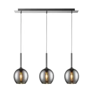 Image of Monic Bar Pendant Ceiling Light, Chrome, 3x E14