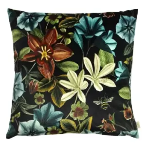 Image of Midnight Garden Floral Square Cushion Teal