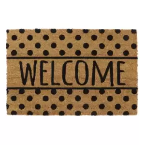 Image of JVL Eco-friendly Latex Backed Coir Door Mat, Welcome Spots
