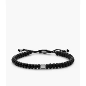 Image of Fossil Mens Joyful Expression Lava Stone And Onyx Beaded Bracelet - Black