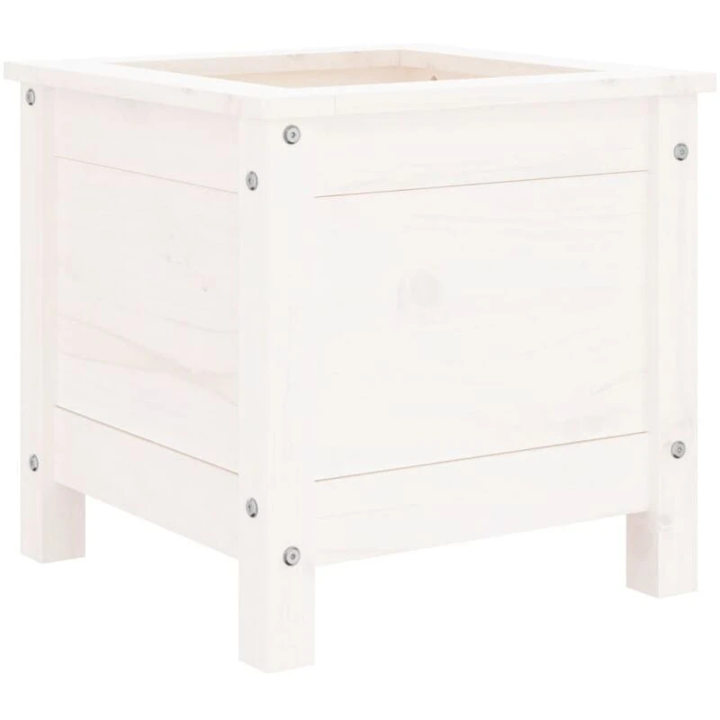 Image of vidaXL Garden Planter White 40x40x39cm Solid Wood Pine, White 825248