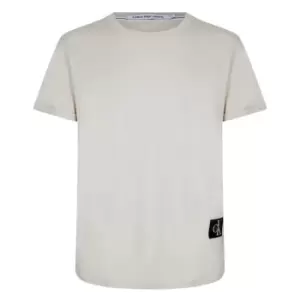 Image of Calvin Klein Jeans Badge Turn Up Crew T Shirt - Beige
