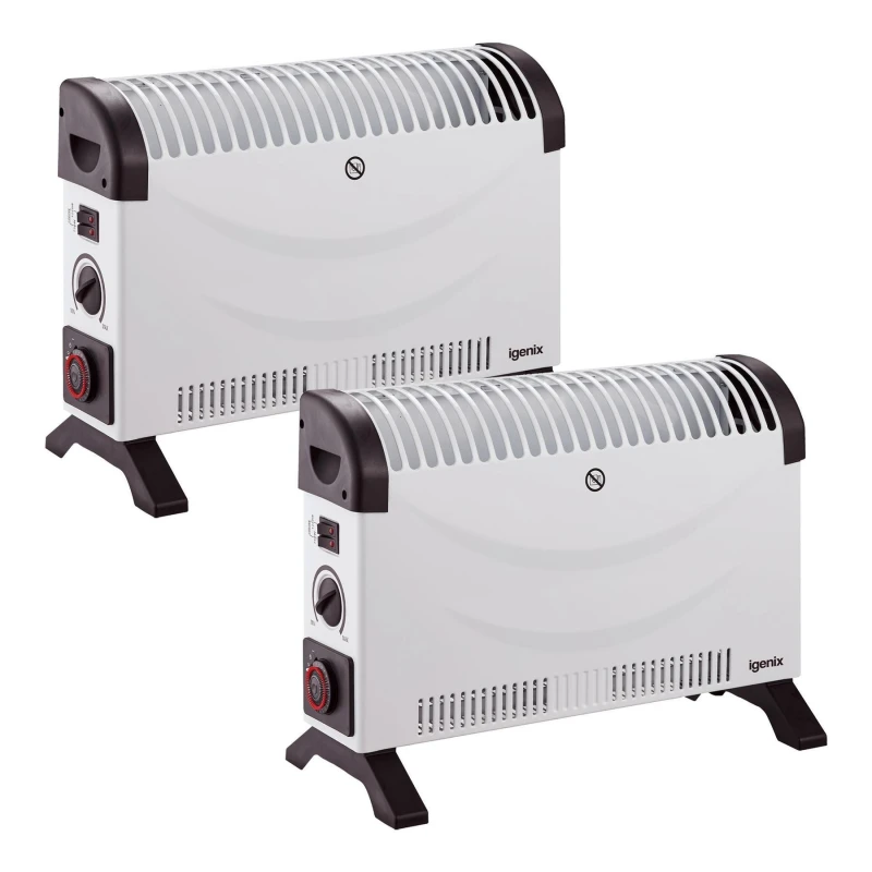 Image of Igenix Portable Electric Low Energy Convector Heater (Pack of 2) White unisex