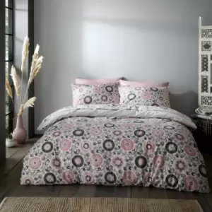 Image of Pineapple Elephant Hana Artisan Motifs 100% Cotton Duvet Cover Set, Natural, Super King