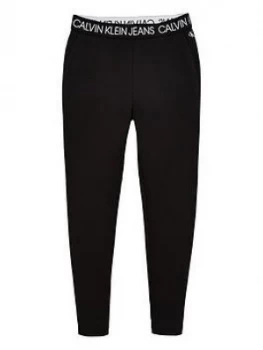 Image of Calvin Klein Jeans Girls Logo Waistband Leggings - Black