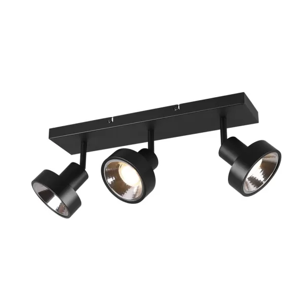 Image of Leon Modern 3 Light Ceiling Spotlight Bar Black Matt