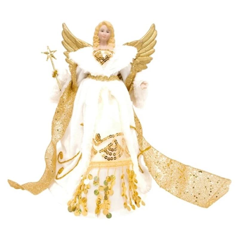 Image of Christmas Workshop 12" Gold & Cream Tree Top Angel