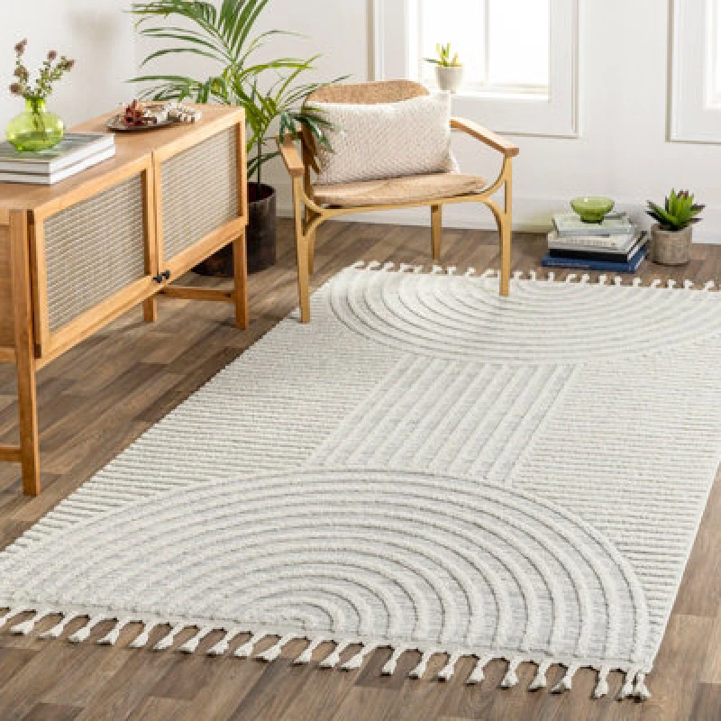 Image of Livabliss Scandi Geometric High Pile Ivory/grey Matilda Area Rug 140 X 200 Cm - Easy Care, Non Shedding, Ideal For Living Room & Bedroom