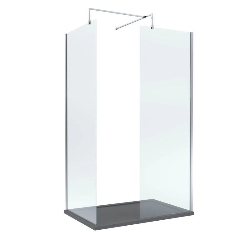 Image of Balterley 8mm Glass Wetroom Screens Chrome and Slate Grey Tray 1200 x 800mm Grey