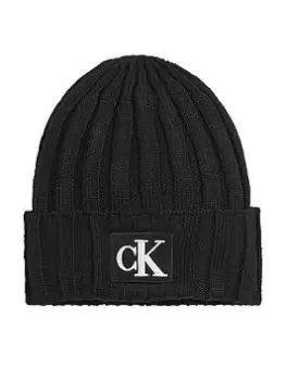 Image of Calvin Klein Jeans Kids Monogram Rib Beanie - Black, Size S-M