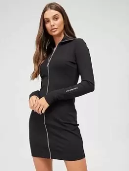 Image of Calvin Klein Jeans Zip Through Milano Dress - Black Size M Women