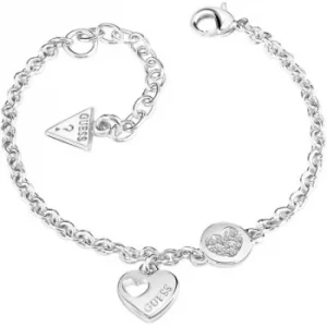 Image of Ladies Guess Heart Devotion Silver Bracelet