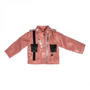 Image of I'm a Girly Pink Black Leather Jacket