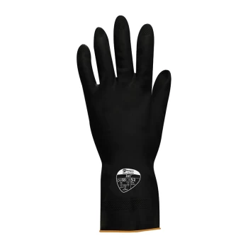 Image of Jet 525 Heavy Duty Black Rubber Gloves - Size 7-7.5