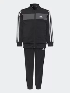 Image of Boys, adidas Essentials 3-stripes Shiny Tracksuit, Black, Size 3-4 Years