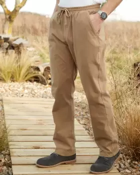 Image of Cotton Traders Stretch Twill Pull-On Trousers in Beige