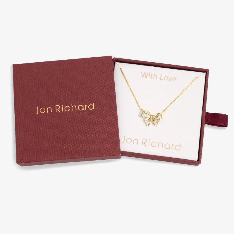 Image of Jon Richard 18K Gold Plate Bow Pendant - Gift Box Gold female One Size