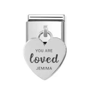 Image of Nomination Classic Silver Heart Pendant Charm Engraved with Name & You Are Loved