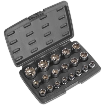 Image of Sealey 19 Piece 1/2" Drive Total Drive Bi Hexagon Socket Set Metric 1/2"