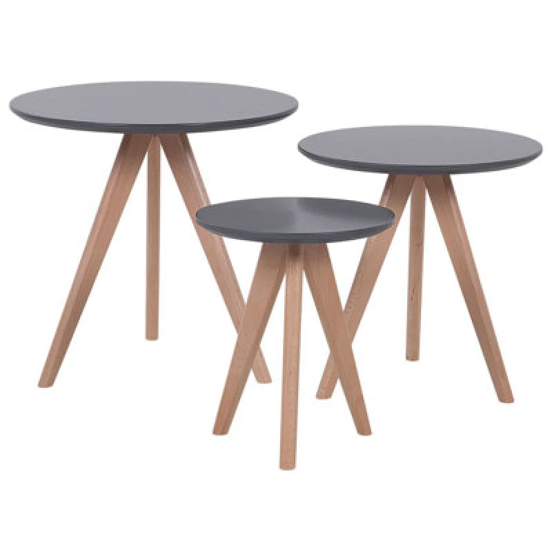 Image of Beliani Set Of 3 Coffee Tables Vegas Grey