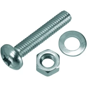 Image of Wickes Machine Screws with Pozi Head Nut and Washer - M5 x 25mm Pack of 8