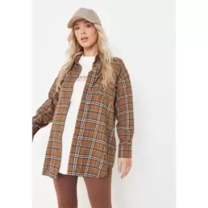 Image of Missguided Maternity Check Shirt - Brown