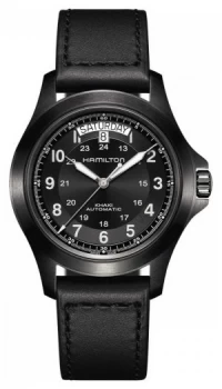 Image of Hamilton Khaki Field King Black Leather Strap Black Dial Watch