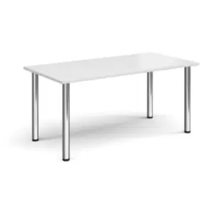 Image of Rectangular chrome radial leg meeting table 1600mm x 800mm - white