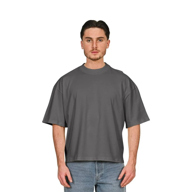 Image of Casual Classics Mens Combed Ringspun Cotton Boxy Oversized T-Shirt in Charcoal Size: XS Charcoal Male XS