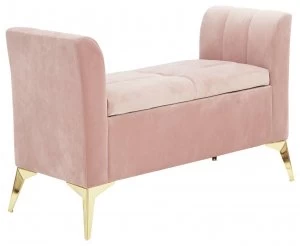 Image of Pettine Fabric Ottoman Storage Bench - Blush Pink