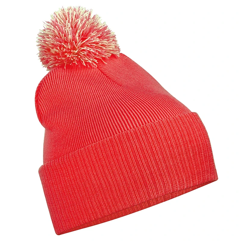 Image of Beechfield Snowstar Duo Winter Beanie Hat in Dark Red Dark Red Unisex One Size