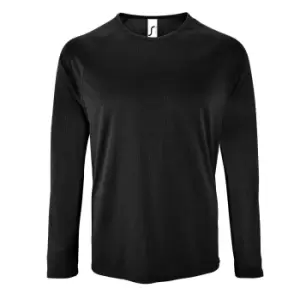 Image of SOLS Mens Sporty Long Sleeve Performance T-Shirt (M) (Black)