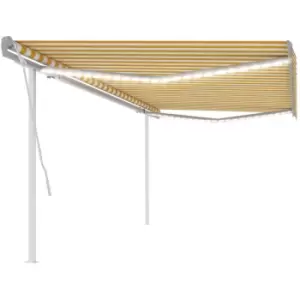 Image of Vidaxl - Manual Retractable Awning with LED 5x3.5 m Yellow and White Yellow