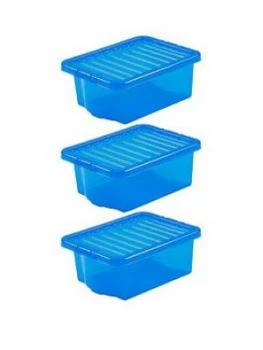 Image of Wham Set Of 3 Blue Plastic Crystal Storage Boxes