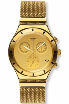 Image of Unisex Swatch Irony Chrono - Golden Cover S Chronograph Watch YCG410GB