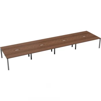 Image of 10 Person Double Bench Desk 1200X800MM Each - Silver/Dark Walnut