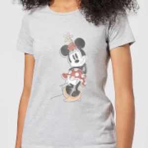 Image of Disney Mickey Mouse Minnie Offset Womens T-Shirt - Grey - L
