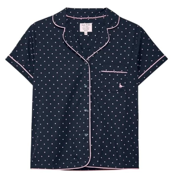 Image of Jack Wills Artar Polka Dot Pyjama Shirt - Navy