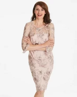 Image of Gina Bacconi Floral Frill Sleeve Dress