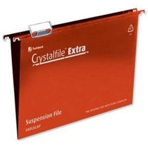 Image of Rexel Crystalfile Extra Foolscap Polypropylene Suspension File 15mm Red Pack of 25 Suspension Files