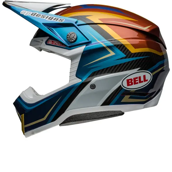 Image of Bell Moto-10 Spherical Tomac 24 Replica Gloss White Gold Offroad Helmet Size S