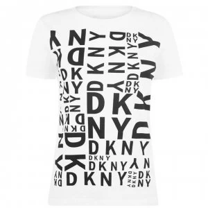 Image of DKNY Mixed Logo T-Shirt - WHITE/BLACK