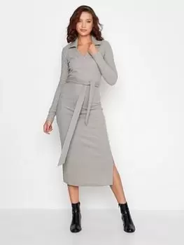 Image of Long Tall Sally Grey Belted Knitted Dress, Grey, Size 20, Women